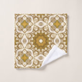 Batik Mandala Motif Mustard Gold et Crème (Gant de toilette)