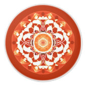 Batik Mandala Patroon in Roest Rood Keramische Knop (Voorkant)