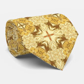 Batik Mandala Pattern Mustard Gold en Brown Stropdas (Opgerold)