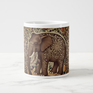 Batik, olifant, Antiek , stijl, bruin Extra Grote Beker