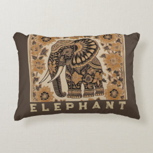 Batik Olifant Vintage Stijl Design, Retro Accent Kussen