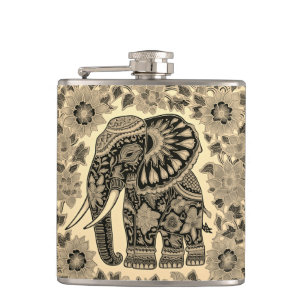 Batik Olifant Vintage Stijl Design, Speciale Mok Heupfles