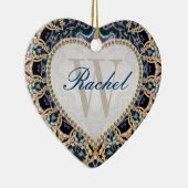 Batik Or Bleu Monogramme Amour Ornement Coeur (Droite)