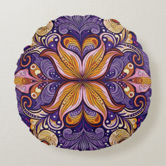 Batik Paarse Patroon Rond Kussen