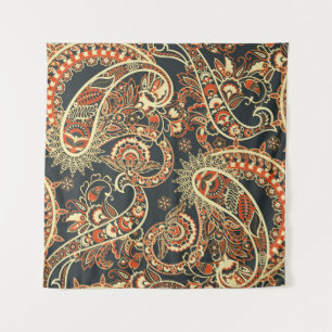 Batik Paisley: naadloos patroon. Wandkleed