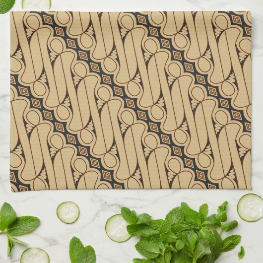 Batik Parang, Indonesisch patroon, Javaans, etnisc Theedoek (Gevouwen)