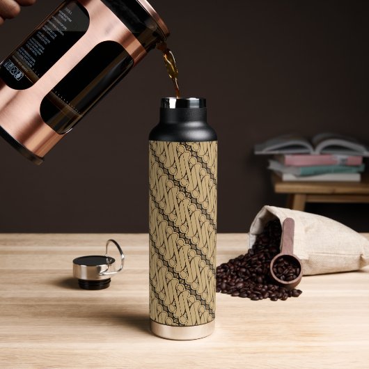 Batik Parang, Indonesisch patroon, Javaans, Etnisc Waterfles (Koffie)