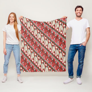 Batik Parang Naadloos Patroonrood Fleece Deken