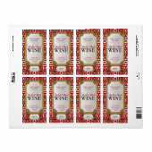 Batik Rood wit ontwerp Aangepast wijnflesetiket Etiket (Full Sheet)