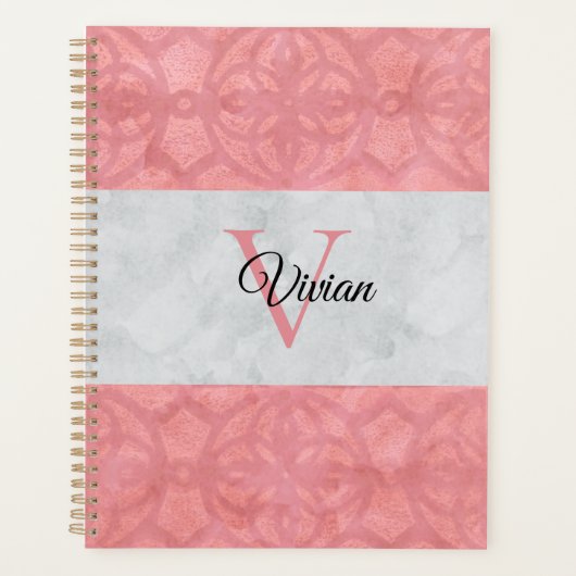 Batik Rose Ruddy Et Aquarelle Gris Monogramme (Devant)