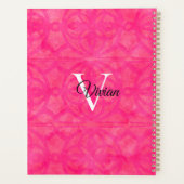 Batik rose vif Élégant Monogramme Nom Planificateu (Dos)