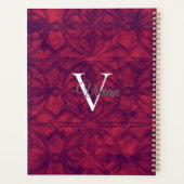 Batik rouge profond Élégant Monogramme Nom Planifi (Dos)