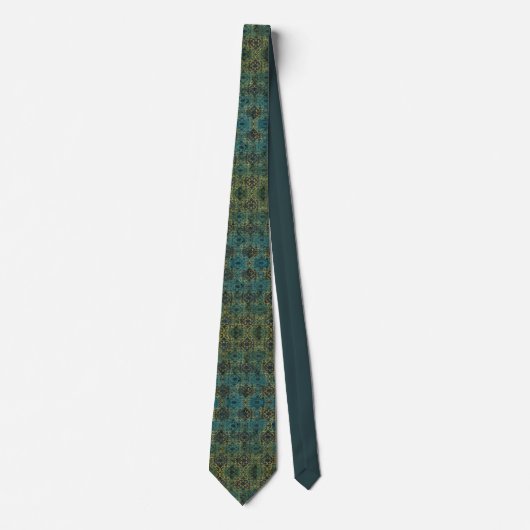 Batik Scroll Emerald et Gold Cravate (Devant)