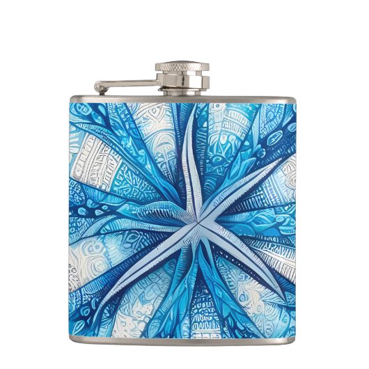 Batik Starfish Sand Dollar Blue Shells Beach Heupfles (Voorkant)