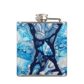 Batik Starfish Sand Dollar Blue Shells Beach Heupfles (Achterkant)