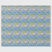 Batik Style Pattern Stippen Flowers Blue Backgroun Cadeaupapier (Vlak)