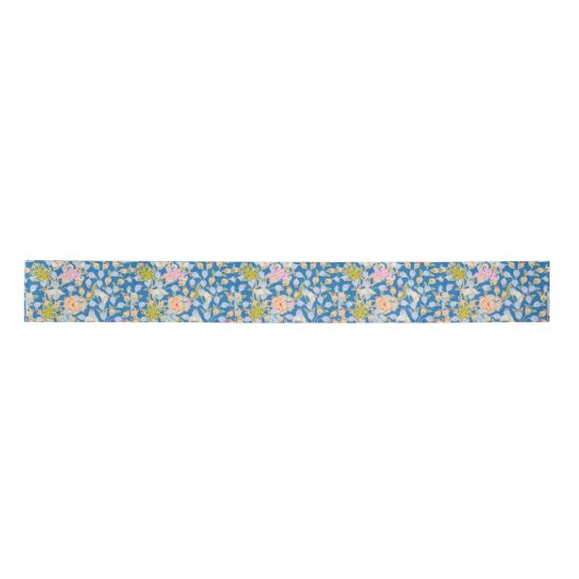 Batik Style Pattern Stippen Flowers Blue Backgroun Lint (Voorkant)