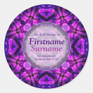 Batik Tie Dye Psychdelic Art Bookplate Sticker