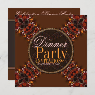 Batik Tribal Kross Dinner Party Uitnodigingen