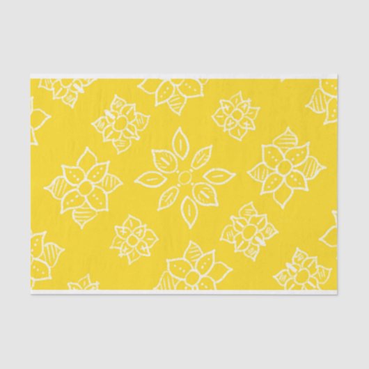 Batik Yellow Floral Weefselpapier Tissuepapier (Voorkant)