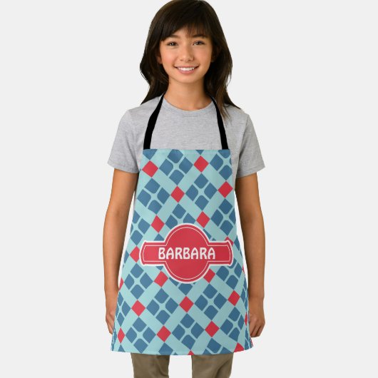 Batik Zwart Rood Minimaal Patroon Schort (Insitu)