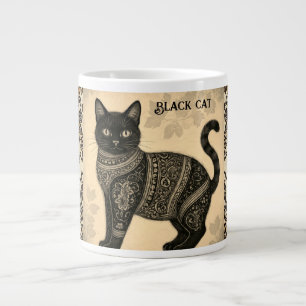 Batik, Zwarte Kat, Batik Kat, Stijl Extra Grote Beker