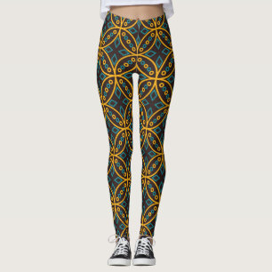 batikstijl op bruin. leggings