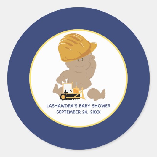 Bâtiment Bébé Garçon Douche Faveur Sticker (Devant)