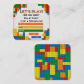 Bâtiment Blocs Enfants Jouer Date Cartes d'appel (Devant / Derrière)