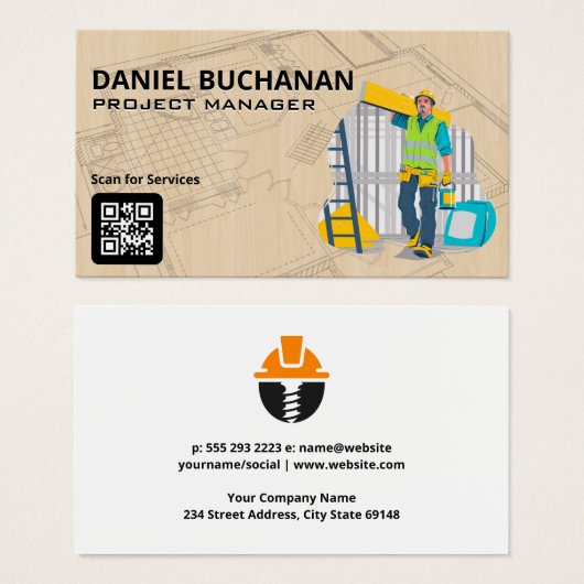 Bâtiment d'un ouvrier de construction sur site (Devant & derrière)