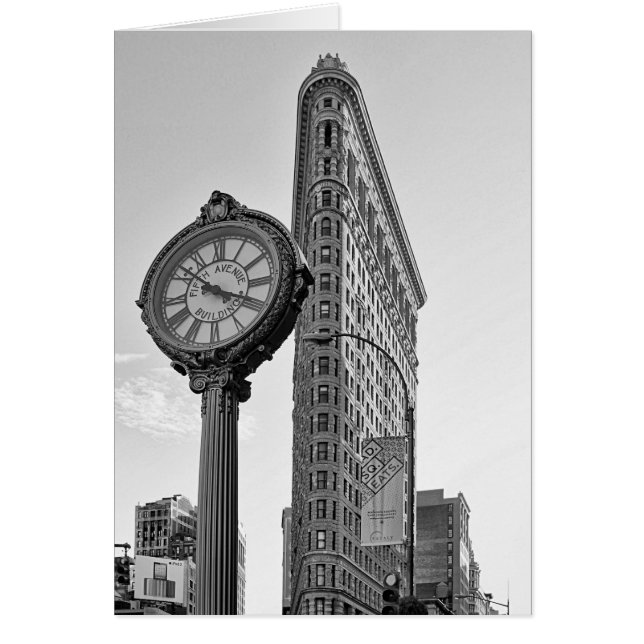 Bâtiment et horloge de Flatiron dans 2 noirs et (Devant)