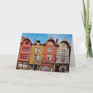 Bâtiments colorés à Troyes France Carte de voeux