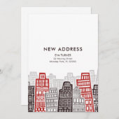 Bâtiments Red & Black Retro Nouvelle carte d'adres (Devant / Derrière)