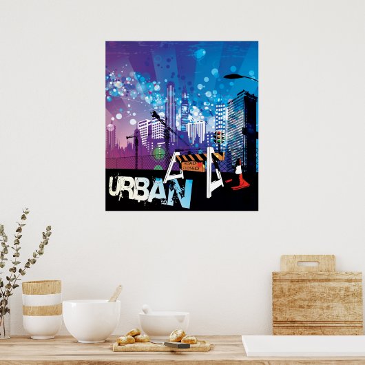 Bâtiments urbains urbains avec affiche fermée (Cuisine)