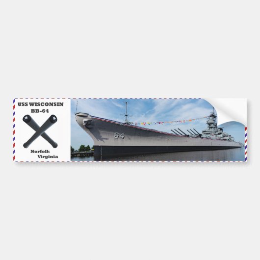 Batleship USS Wisconsin BB-64 Bumpersticker (Voorkant)