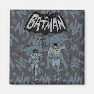 Batman And Robin With Logo Distressed Graphic Magneet