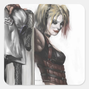 Batman Arkham City   Illustratie Harley Quinn Vierkante Sticker