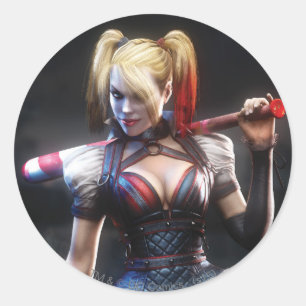 Batman Arkham Knight   Harley Quinn met Bat Ronde Sticker