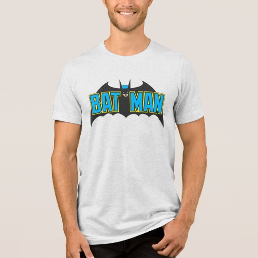 Batman | Blauw Zwarte Logo Tri-Blend Shirt (Voorkant)