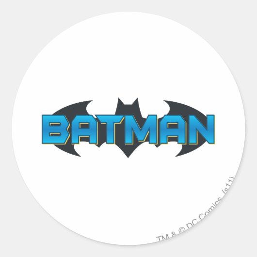 Batman | Blauwe naam Logo Ronde Sticker (Voorkant)