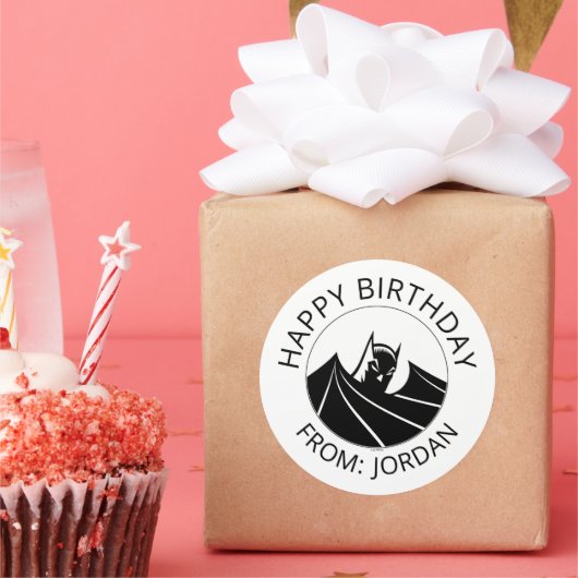 Batman "Caped Crusader" | Gefeliciteerd Ronde Sticker (Feest)