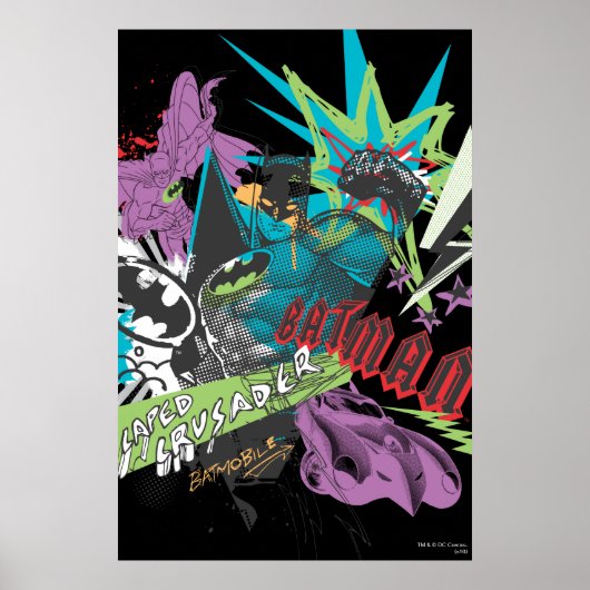 Batman Caped Crusader Neon Collage Poster (Voorkant)