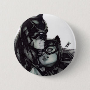 Batman & Catwoman ~ Bruce Wayne & Selina Kyle Ronde Button 5,7 Cm