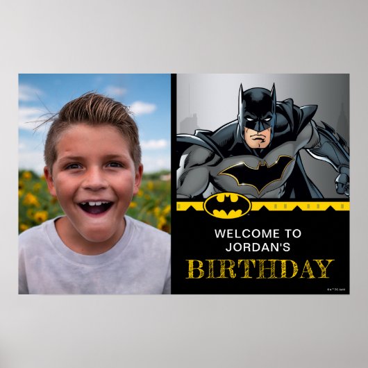 Batman | Chalkboard Happy Birthday Welkomstfoto Poster (Voorkant)