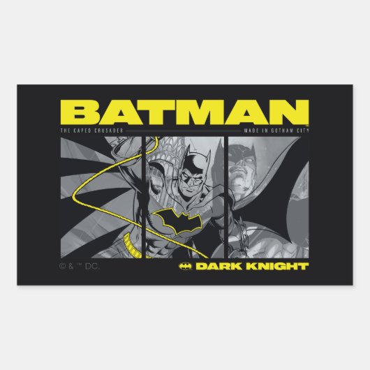 Batman Comic Tri-Panel Graphic Rechthoekige Sticker (Voorkant)