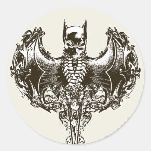 Batman Cowl en Skull Crest Ronde Sticker