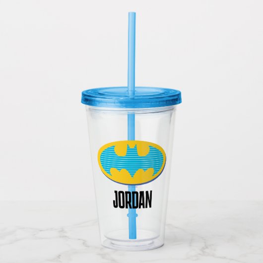 Batman | Cyaan Stripesymbool Acryl Drinkbeker (Voorkant)