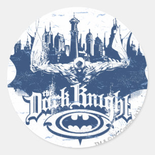 Batman Dark Knight   Cityscape Blue Logo Ronde Sticker