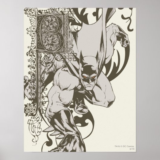 Batman en gedecormeerde letter B Poster (Voorkant)
