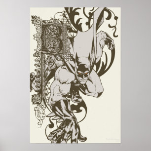 Batman en gedecormeerde letter B Poster